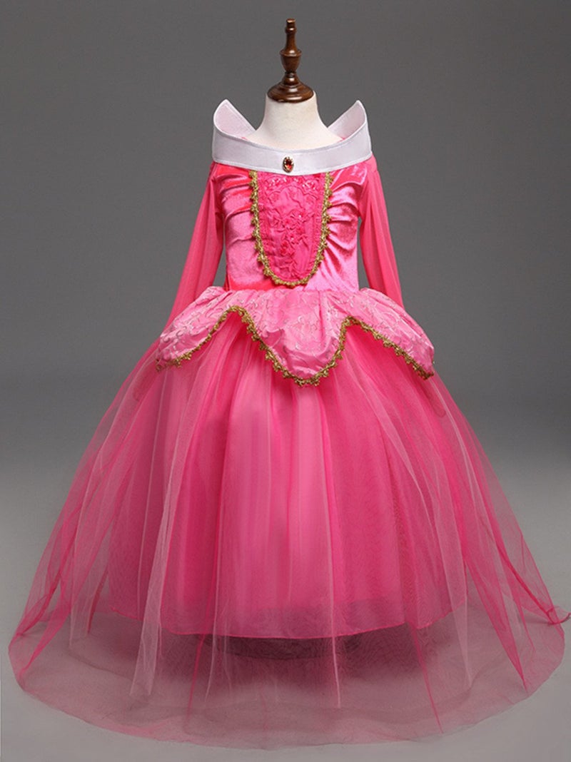 DH Sleeping Beauty Princess Party Girls Costume Dress with Cosplay Accessories Pink 5-6 Years - Image 2